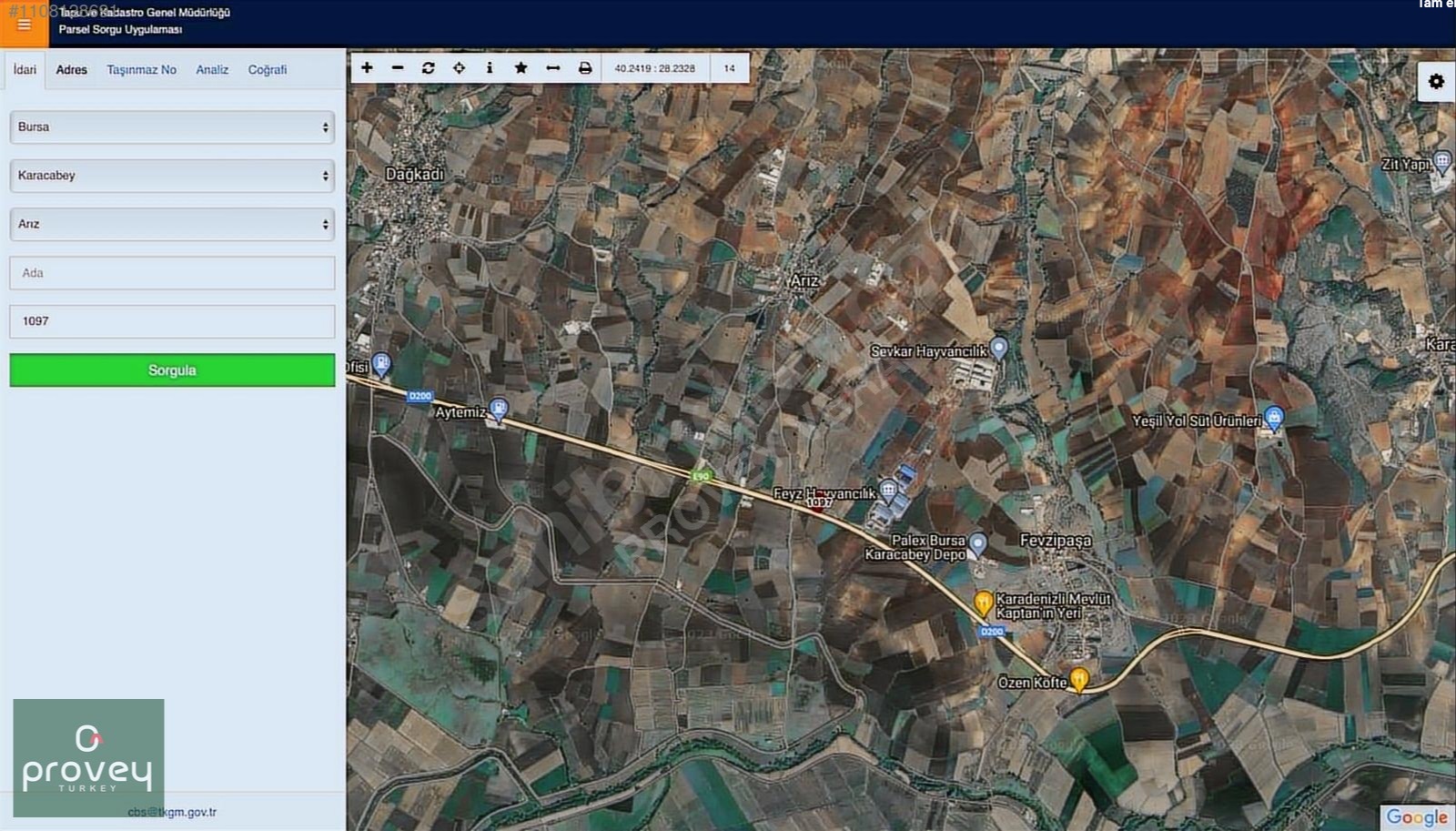 Provey Vera Karacabey Arız'da Bursa Çanakkale Yoluna Cephe Arazi