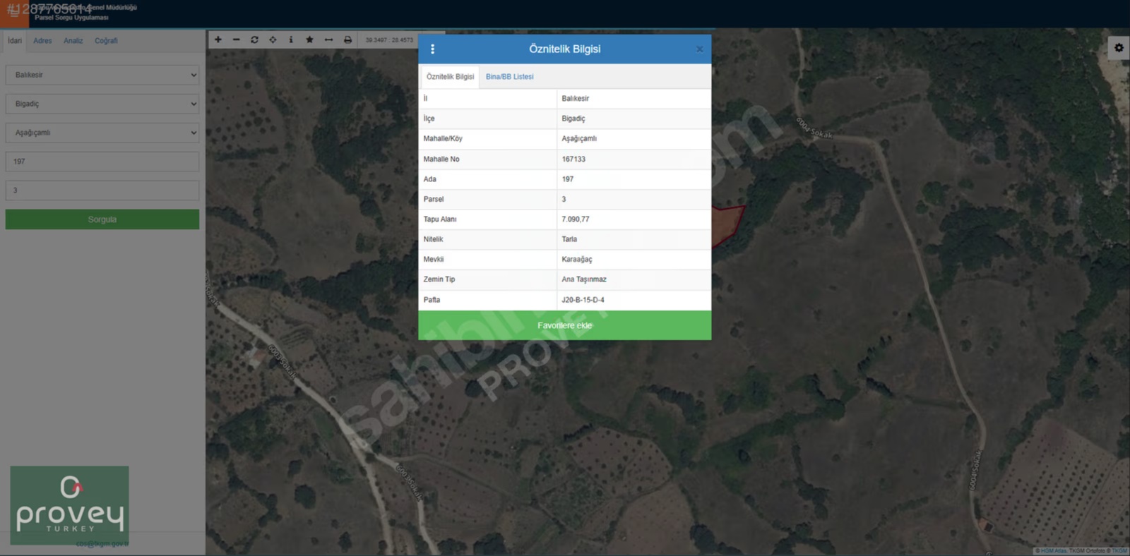 PROVEY VERA BALIKESİR BİGADİÇ'TE SATILIK 7060 MT2 TARLA