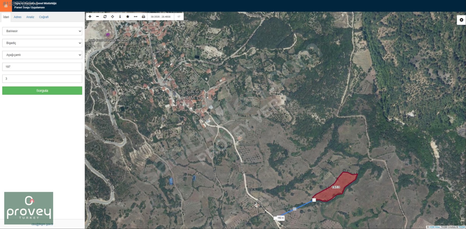 Provey Vera Balıkesir Bigadiç'te Satılık 7060 Mt2 Tarla